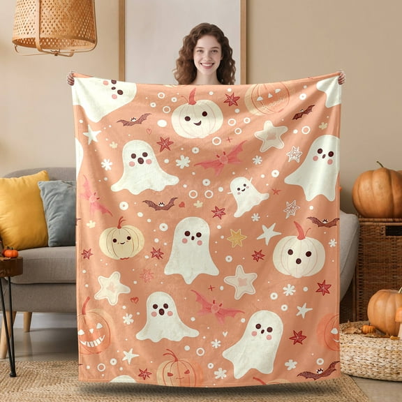 Halloween Boo Basket Stuffers for Him Her Women Men,I Love You Gift for Couple,Fall Throw for Wife Husband, Fuzzy Cozy Supplies for Fiancee,Throw Blankets for Livingroom,Date Gift,50"x60"