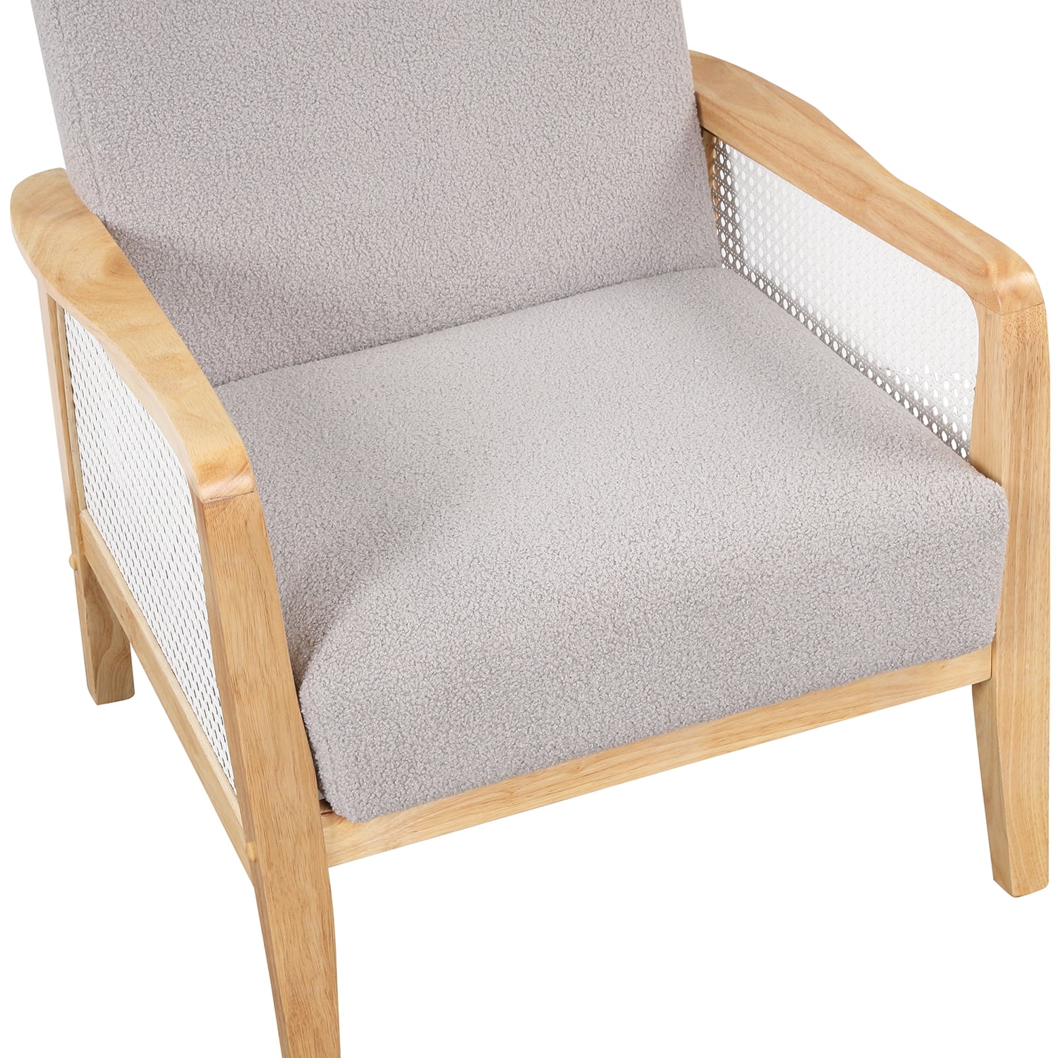 Kadyn Rattan Mesh Upholstered Accent Chair, Mid-Century Armchair for Living Room, Altay Velvet Armchair with Solid Wood Frame, Grey Kadyn Rattan Mesh Upholstered Accent Chair, Mid-Century Armchair for Living Room, Altay Velvet Armchair with Solid Wood Frame, Grey