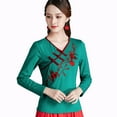 thumbnail image 1 of YM YOUMU Women Floral Embroidery Blouse Chinese Ethnic T-Shirt Tops Long Sleeve Vintage Shirt, 1 of 3