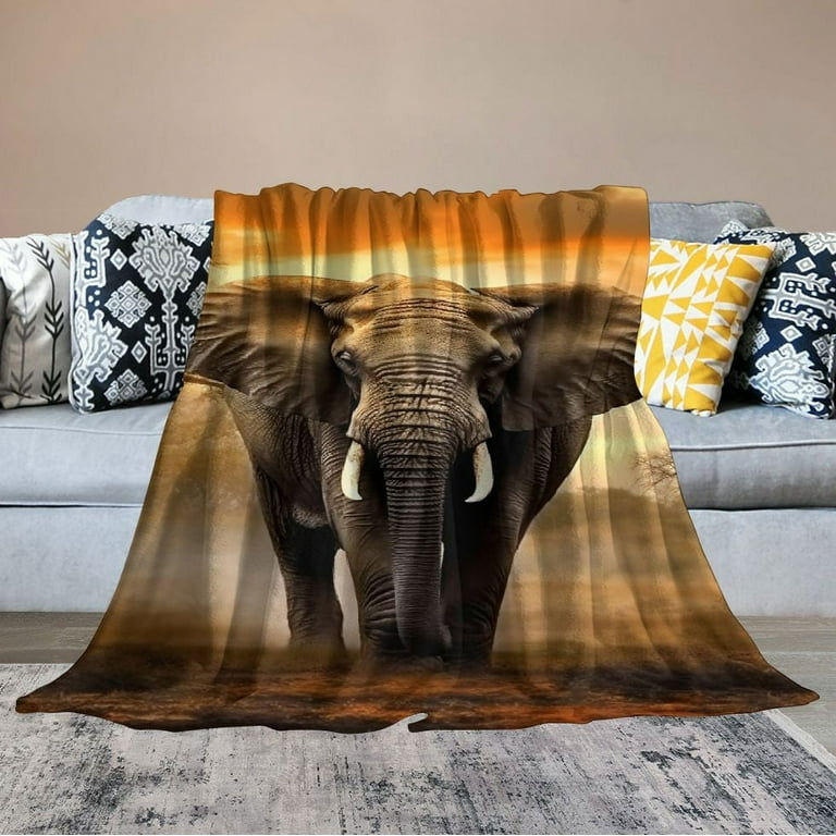 WERPE Orange African Elephant Blanket Soft Fluffy Throw for Women White Walmart
