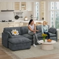 thumbnail image 2 of Aiho 110" Cloud Sectional Couch with L-Shape Chaise, Modern Modular Sofa with Deep Seat, Corduroy Fabric Upholstered Couch for Living Room, Apartment and Small Space - Gray, 2 of 12