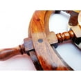 thumbnail image 5 of Nagina International Nautical Teak Wood Maritime Ship Wheel with Brass Porthole Time Clock Pirate Nursery Ocean Beach Home Decor Gift, 5 of 6