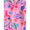thumbnail image 5 of pengnight Kids Toddler Girls Summer Bikini Swimsuit,12M 18M 24M 2T 3T 4T 5T Long Sleeve Stand Collar Sea Animal Print One-Piece Jumpsuit Swimwear Baby Bathing Suit, 5 of 9