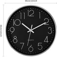 thumbnail image 3 of Black Wall Clock 12 Inch Silent Non Ticking Quartz Battery Operated Round Clock Easy to Read for Office Classroom School Home Living Room Bedroom Kitchen Decor, 3 of 9