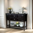 thumbnail image 4 of 48" Solid Wood Farmhouse Sideboard Console Table - Espresso Buffet Cabinet with Storage Drawers & Shelves for Living Room, Kitchen & Entryway, 4 of 9