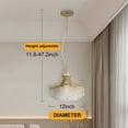 thumbnail image 4 of LiviNest Matte Gold Pendant Chandelier: Contemporary Glass Fan Shape Lighting - Single Bulb Dimmable Design for Makeup Vanity & Content Creation Spaces, 4 of 6