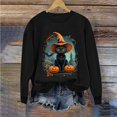 thumbnail image 7 of LangJing Halloween Spooky Season Sweatshirts Women Black Cat Pumpkin Graphic Long Sleeve Shirt Oversized Pullover Fall Tops Black,XL, 7 of 7