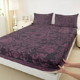 thumbnail image 3 of jejeloiu Gothic Damask Pattern Twin Sheet Sets,Victorian Baroque Twin Fitted Sheet,Pink Black Flat Sheet For Adults,Breathable Home Decor,3pcs, 3 of 7
