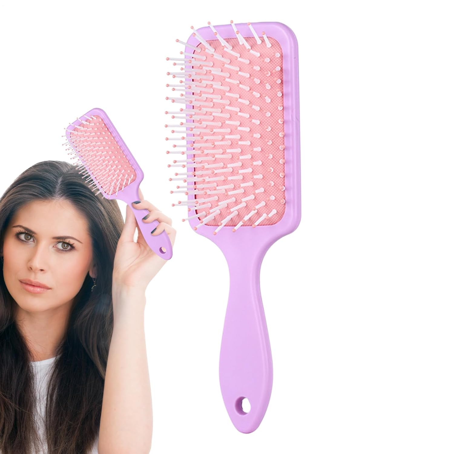 Paddle Brush - Blow Drying Brush, Soft Flexible Bristles, Gentle Scalp Massage Comb, Anti-Frizz Hair Styling Tool | Suitable for Thick, Curly, Straight, Long, Short, Wet or Dry Hair, Salon Home