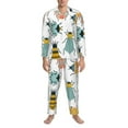 thumbnail image 3 of Vsdgher Colorful Insects Mens Pajama Set, Soft Warm Long Sleeve Sleepwear, Cozy Button-Down Pjs for Men-, 3 of 7