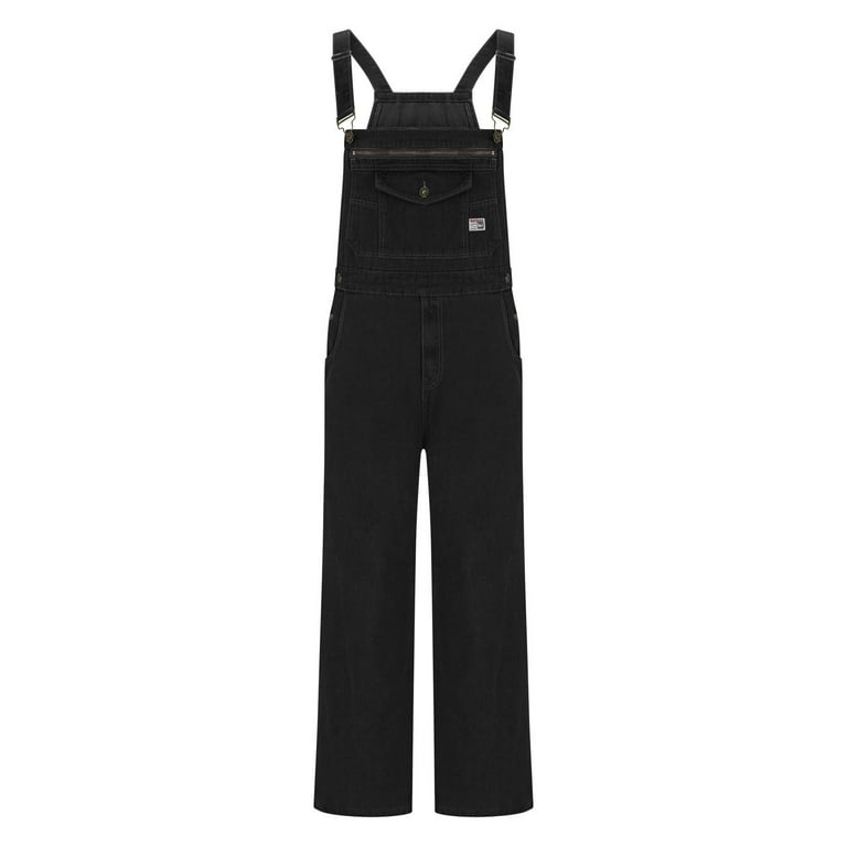 Wyobmus Mens Bib Denim Overalls Loose Fit Adjustable Straps
