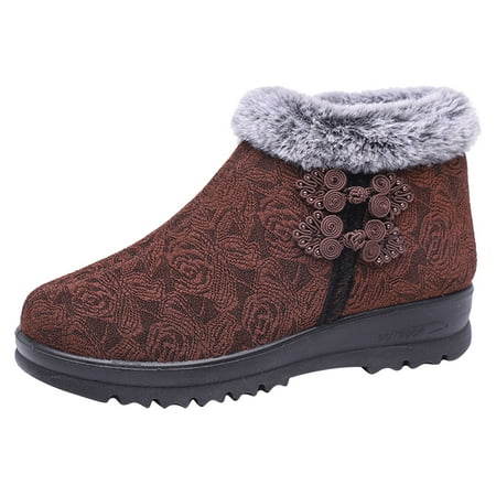 

HGWXX7 Women s Shoes Winter Round Toe Outdoor Warm Comfortable Plus Velvet Thick Cotton Boots Snow Boots Fall Shoes