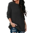 thumbnail image 1 of LUXUR Chandail à Col Rond pour Femmes, Tunique de Travail Unie, Blouse Noire P, 1 of 2