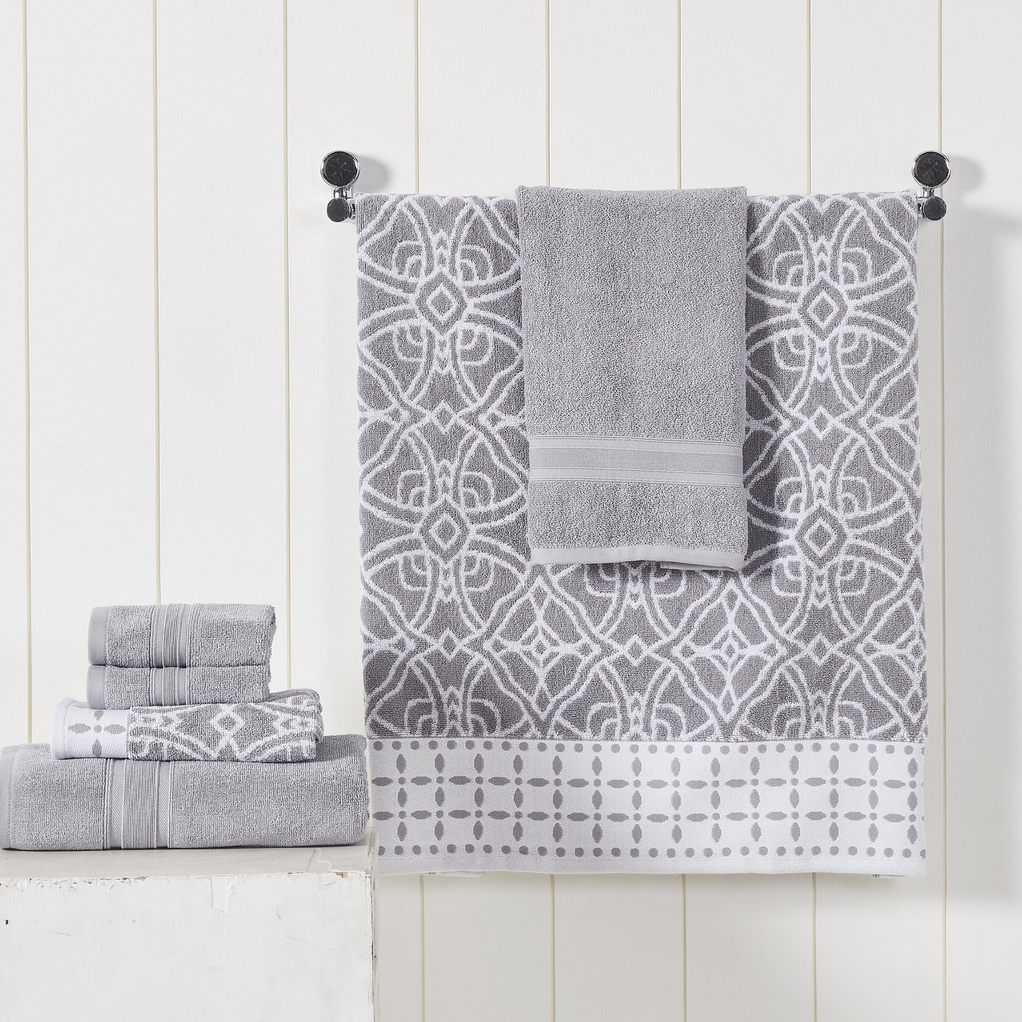 Modern Threads Monroe 6-Piece Cotton Bath Towel Set, Stone