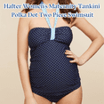 thumbnail image 3 of Traje de baño de dos piezas con estampado de lunares y tankini de maternidad para mujer, 3 of 5