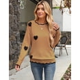 thumbnail image 4 of Cogild Sweaters for Women Heart Knit Sweater, Scalloped Crew Neck Long Sleeve Casual Pullover, 4 of 12