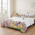thumbnail image 2 of Full Quilt Set 78''x90'', Spring Floral Lightweight Summer Bedspread Coverlet Set with 2 Pillow Shams, Summer Birds Botanical Fence Breathable All Season Quilt Bedding for Bedroom/Guest Room, 2 of 9