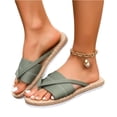 thumbnail image 3 of HTHLVMD Crisscross Strap Woven Sandals, Beach Woven Slides, Ribbed Strap Shoes, Women's Open Toe Thong Dressy Sandals Summer Beach Flip Flops Trendy 2026 Slide Sandals, Green 8.5, 3 of 5