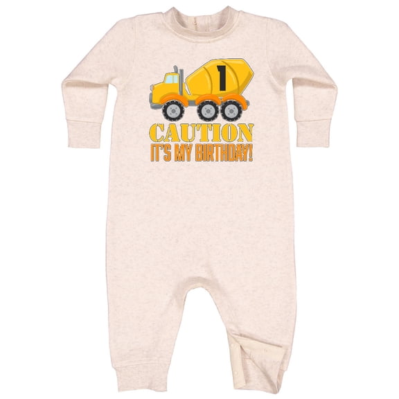 Inktastic 1st Birthday Construction Truck Cement Mixer Baby Fleece Romper