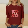 thumbnail image 3 of Yteetum Valentine's Gifts Women's 3/4 Sleeve T Shirts Top Oversized Crewneck Valentines Graphic Print Short Sleeve Shirt Womens Casual Solid Round Neck Loose Three Quarter Sleeve Shirt Spring Clothes, 3 of 6