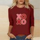 thumbnail image 4 of RKSTN Valentine's Gifts Women's 3/4 Sleeve T Shirts Top Oversized Crewneck Valentines Graphic Print Short Sleeve Shirt Womens Casual Solid Round Neck Loose Three Quarter Sleeve Shirt Spring Clothes, 4 of 7