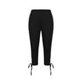 thumbnail image 3 of XDDLITP Womens Stretch Capri Pants Tummy Control High Waisted Legging Comfy Stretchy Workout Compression Knee Length Pants Leggings Solid Color Seamless Crop Trouser,Black 3XL, 3 of 5