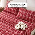 thumbnail image 2 of Regency Heights Queen Size Cotton Flannel Sheet Set, 4-Piece Flannel Bed Sheets Queen, 100% Cotton Bed Sheets Set with Deep Pocket, Christmas Plaid Red, 2 of 10