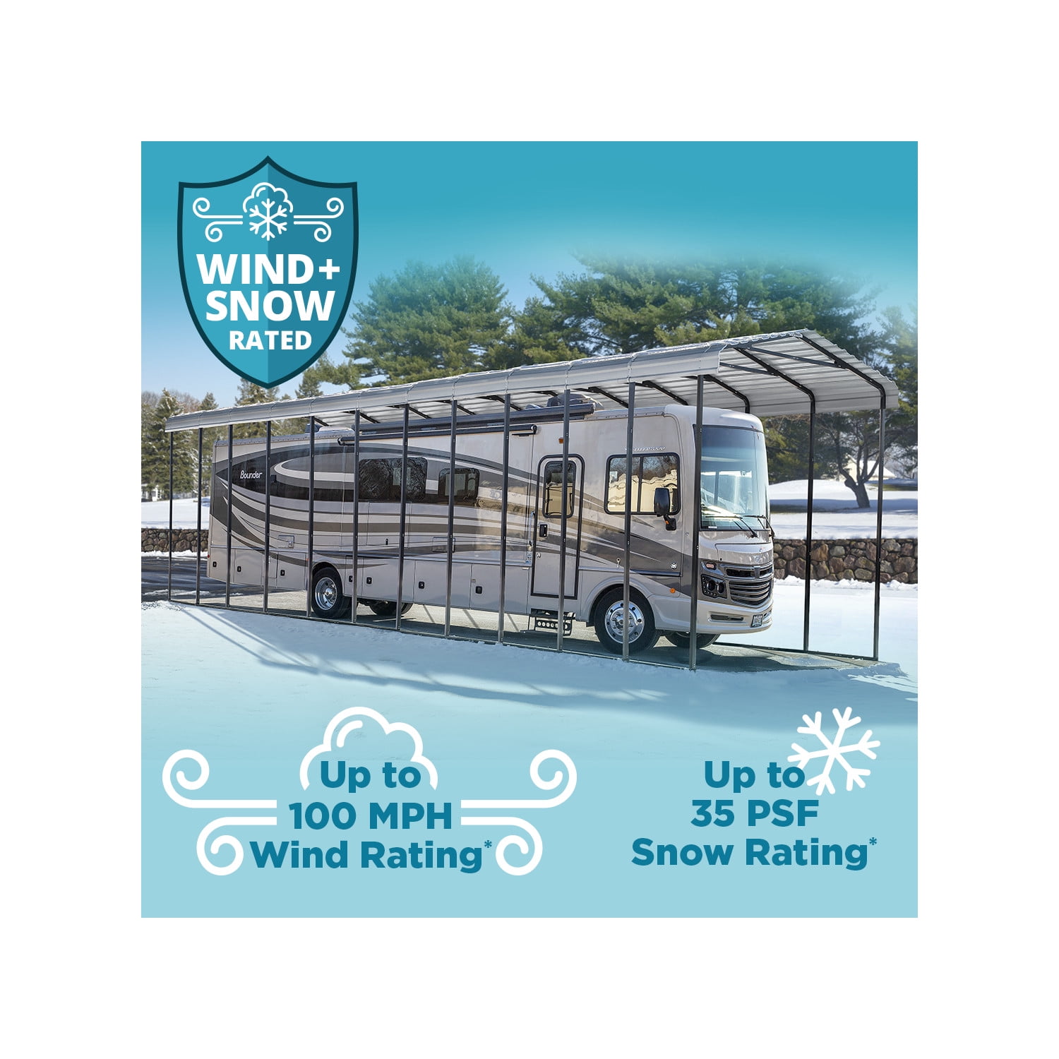 Arrow 14 x 20 x 14 ft Eggshell RV Carport