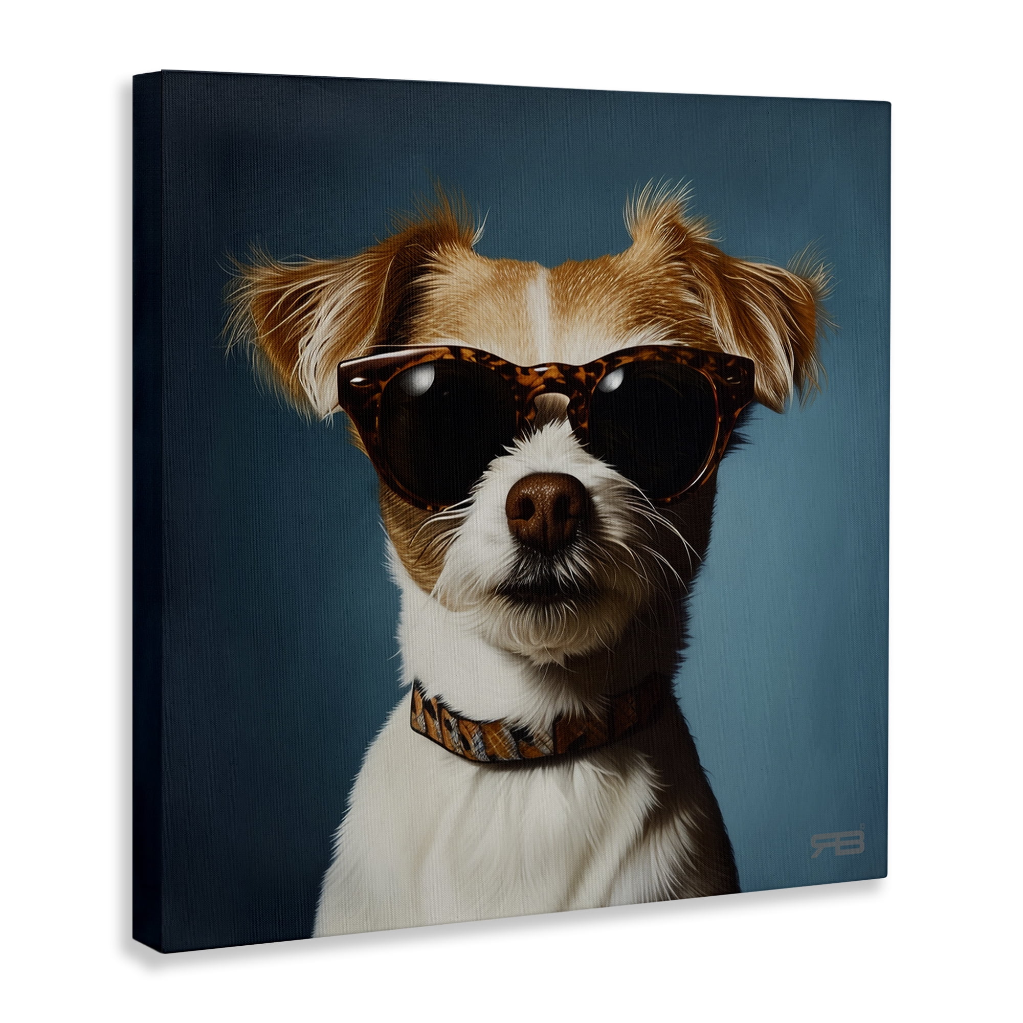 Stupell Industries Cool Dog on Blue Animals & Insects Painting Gallery Wrapped Canvas Art Print Wall Art, 30 x 30