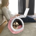 thumbnail image 6 of Cat Beds for Indoor Cats, Semi-Enclosed Cat Cave Bed with a Plush Ball Large Space for Cats to Sleep Soft and Comfortable Covered Cat Bed(M, Pink), 6 of 6