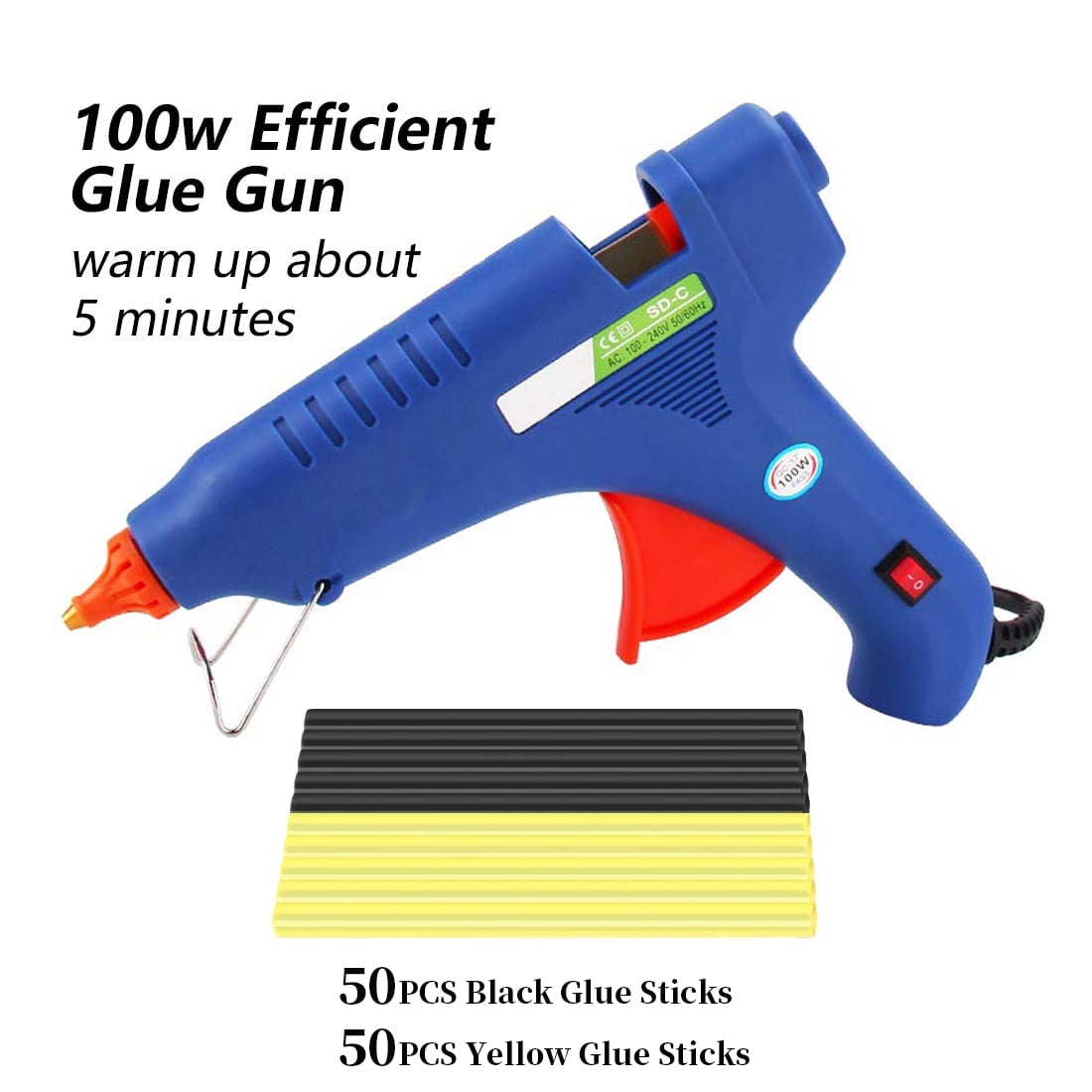 Hot Melt Glue Gun with 100pcs Glue Sticks,Removable AntiHot Cover with