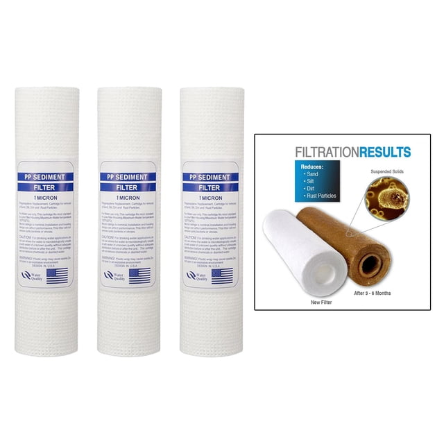 10 "x2.5" 1 Y 5 Micrones PP de Agua de Sedimentos 3 Piezas - 1 1 micrón perfecl sedimento reemplazar cartucho