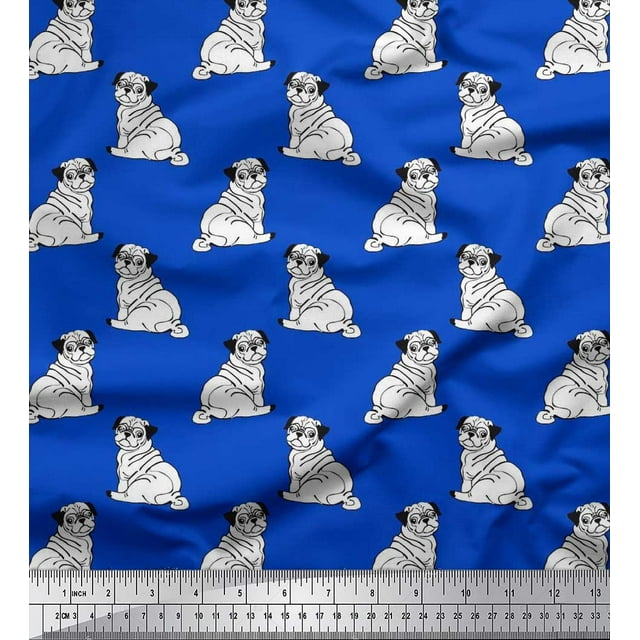 Soimoi Modal Satin Fabric Pug Dog Fabric Prints by Yard 42 Inch Wide