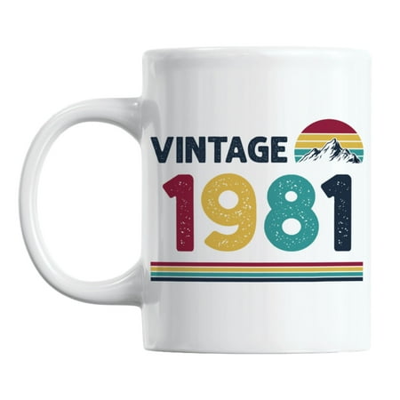 

Vintage 1981 feat Retro Sunset with Mountain Birth Year Coffee & Tea Mug (11oz)