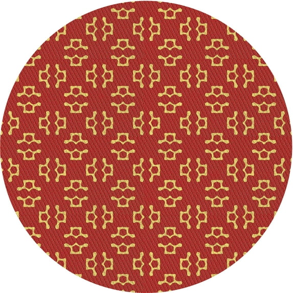 Ahgly Company Indoor Round Patterned Neon Orange Area Rugs, 8' Round