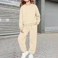 thumbnail image 2 of KAUOD Youth Kids Cotton Sweatsuits 2 Piece Crew Neck Pullover Sweatshirts Joggers Sweatpants Athletic Putfits for Girls, 2 of 6