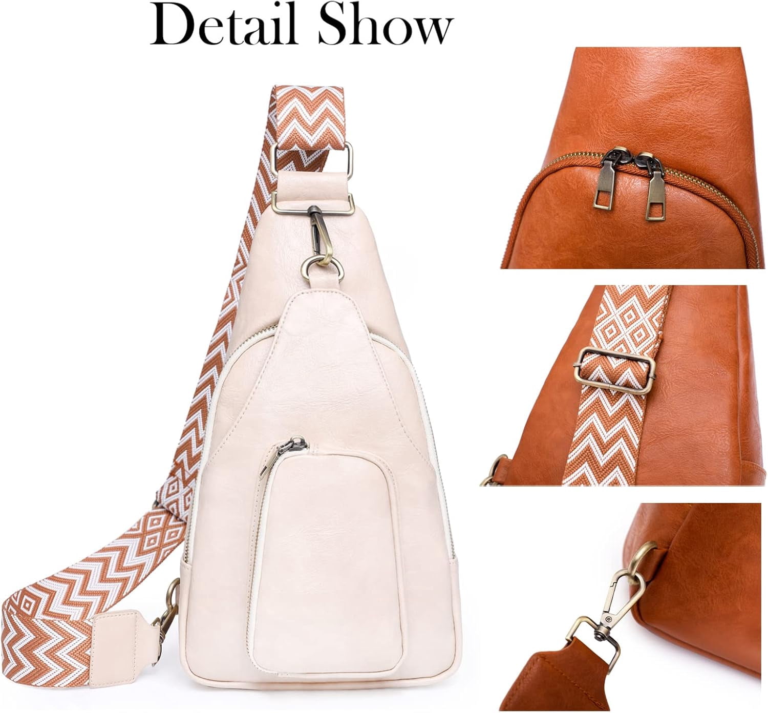 Sling Leather Bags For Women Crossbody Small Fanny Pack Purses Chest Bags With Guitar Strap For Lady