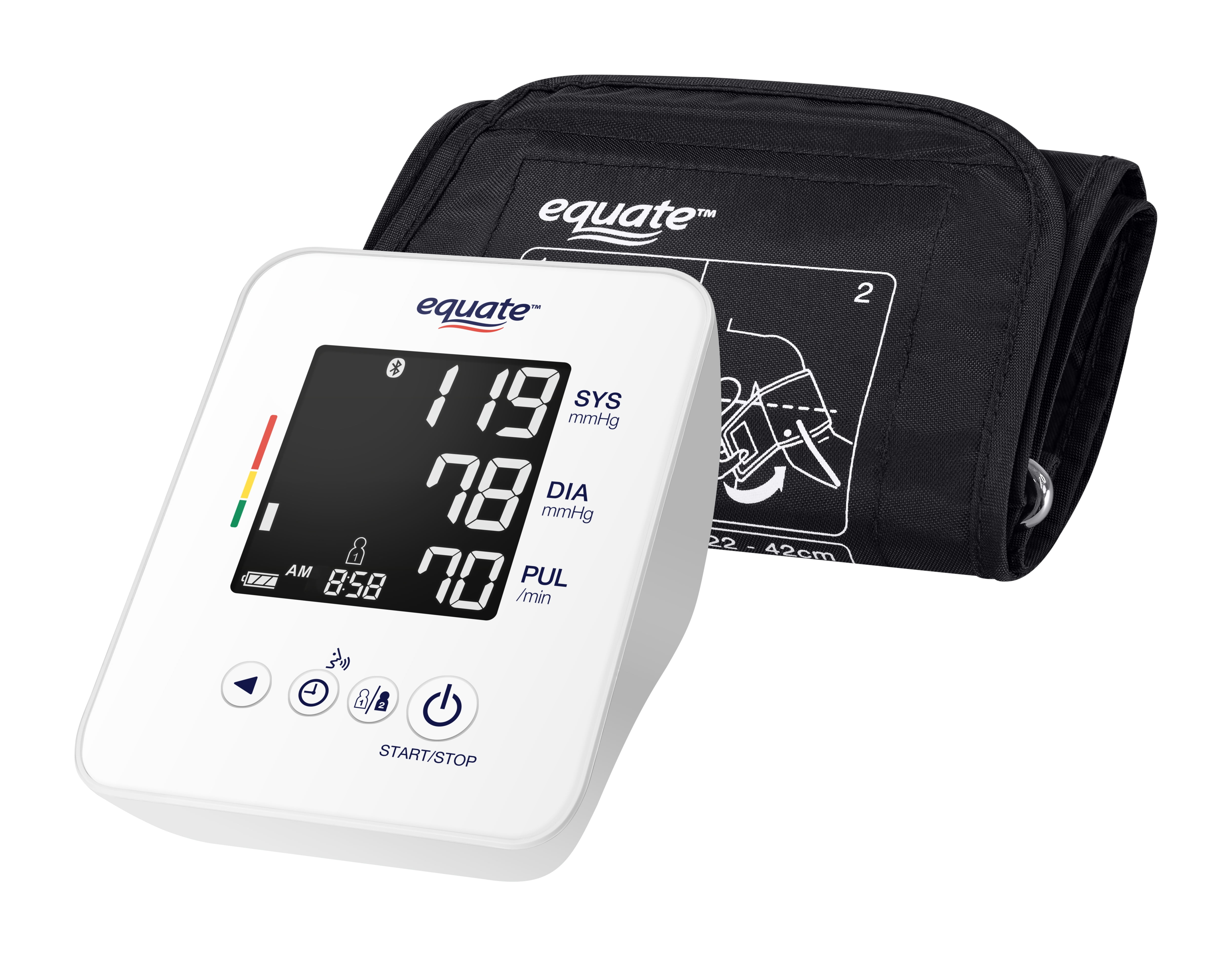 Equate 3 Ulta Automatic Digital Upper Arm Talking Wireless Blood Pressure Monitor with Large Cuff - 8010BLEWM