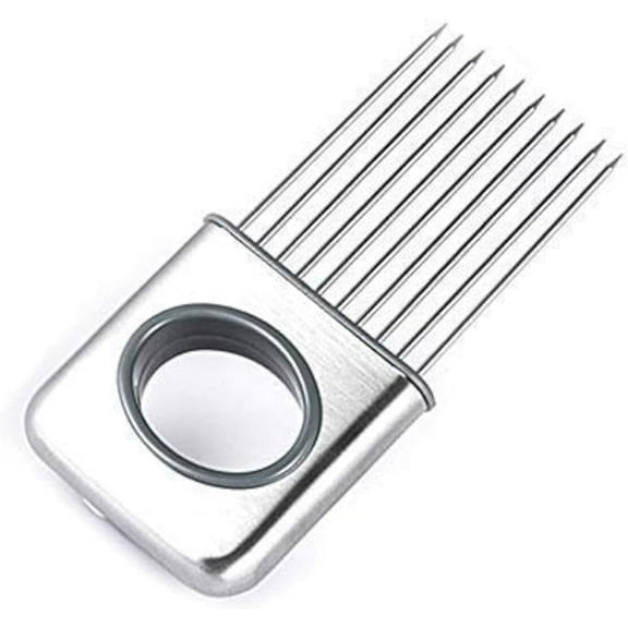 Stainless Steel Onion Cut Holder Slicer With 10 Even Prong Easy Hold Vegetable To Cut Tomato Lemon Potatoes And Loosen Meat Kitchen Tools(Silver)
