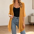 thumbnail image 2 of Linfrsh Long Sheer Chiffon Cardigans for Women Half Sleeve Light See Through Dusters Casual Loose Kimono Cardigan Capes(Gold,M), 2 of 3