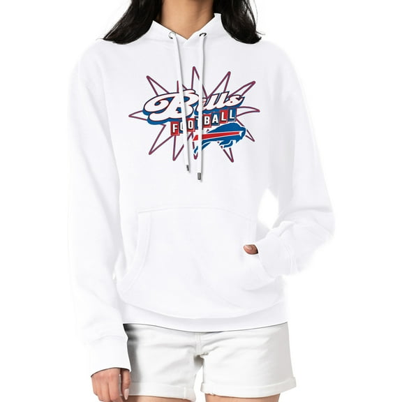 Women's Starter White Buffalo Bills Drive-In Sign Pullover Hoodie