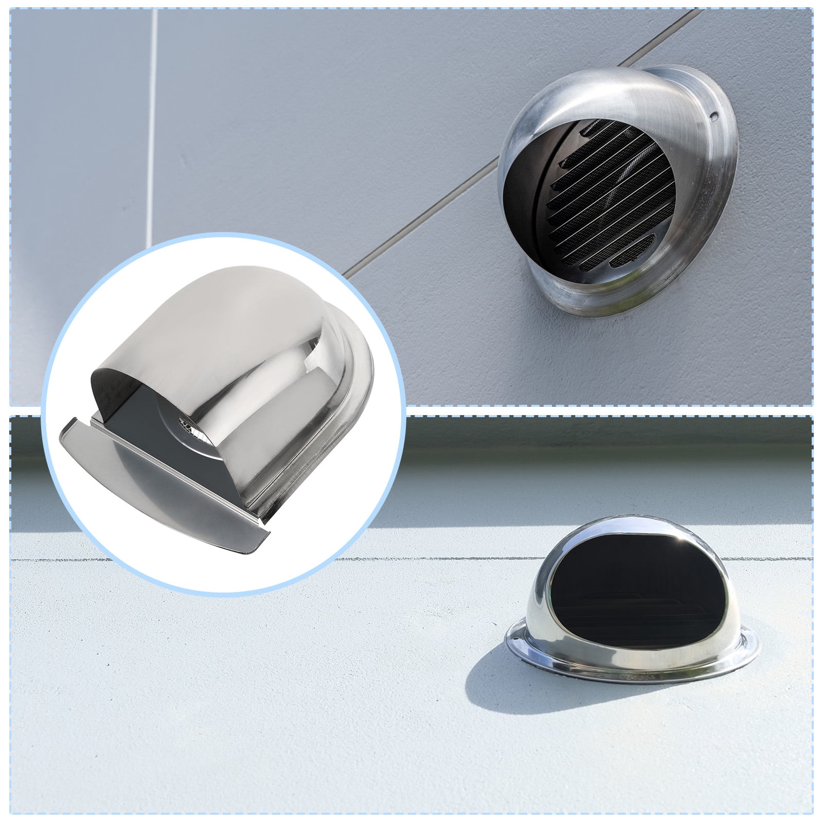 Uxcell 6" Exhaust Air Vent Cover Exterior Wall Vent Outlet Grille Louvered Duct Ventilation Cap with Mesh Silver