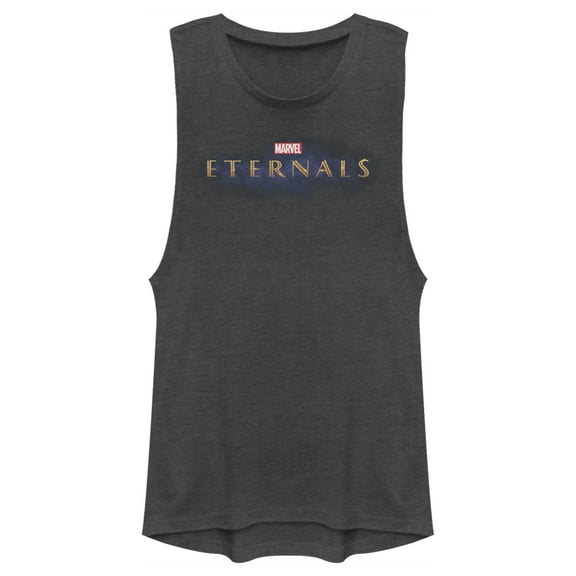 Junior's Marvel Eternals Movie Logo Festival Muscle Graphic Tee Charcoal X Large