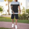 thumbnail image 3 of Vedolay Workout Short Sets Men's 2 Piece Outfits Letter Graphic Short Sleeve Crewneck Tee Track Shorts Set,Navy L, 3 of 5