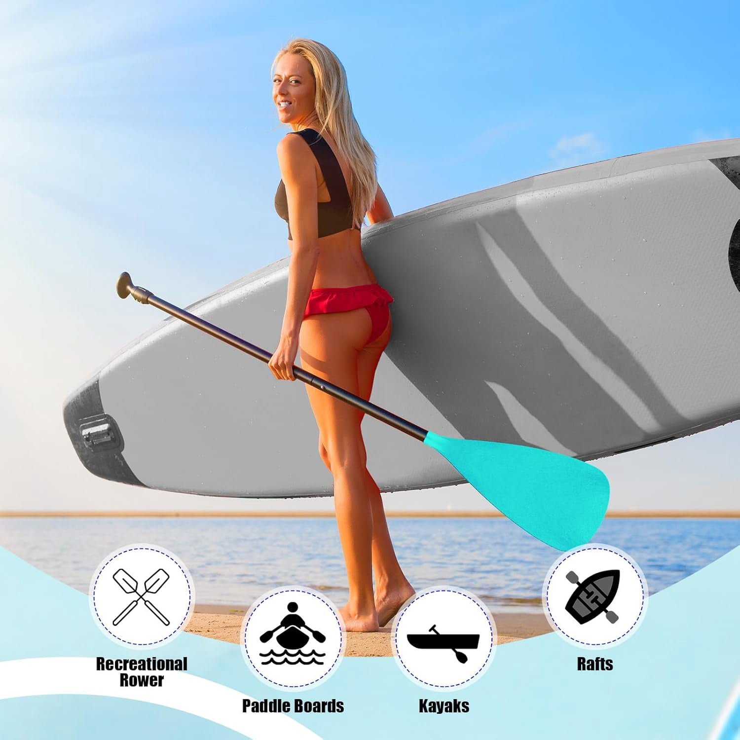 Adjustable Detachable Stand Up Paddle Board Oar Set Aluminum Alloy Shaft Kayak Surfing Fishing