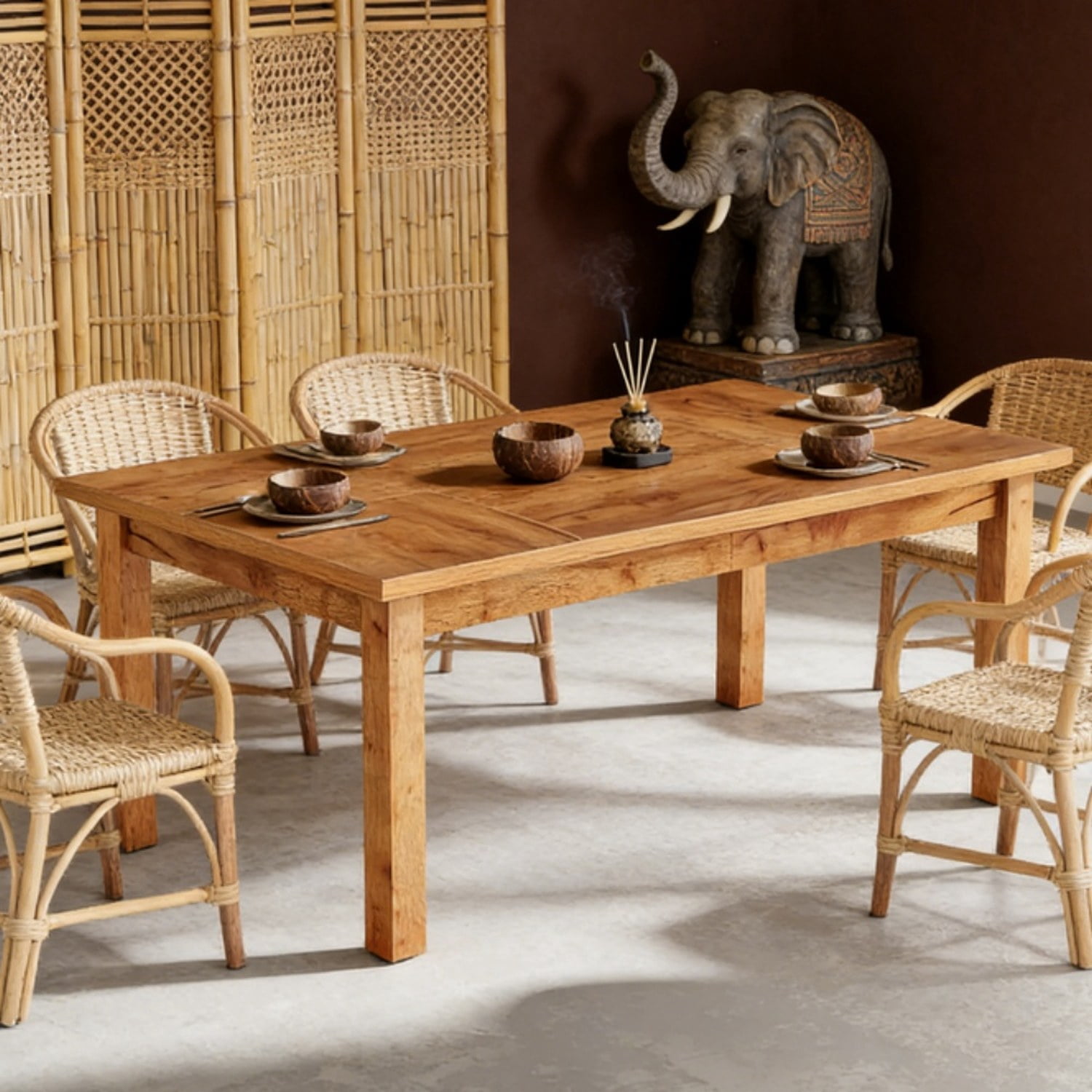 Dining Table, Walnut Finish, Seats 6-8, 70.87 in W x 35.43 in D x 29.92 in H