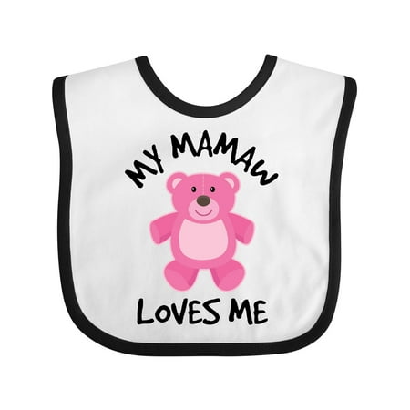 

Inktastic Mamaw Loves Me Girls Bear Granddaughter Gift Baby Girl Bib