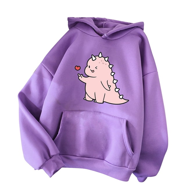 Gibobby Túnica de moda Ladys Drawstring Warm Hoodie Casual Long mangas impresas Pullover Suatshirt Top (Morado, XL)