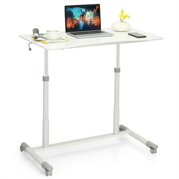 maniac sew Rectangle Costway Height Adjustable Computer Desk Sit to Stand Rolling Notebook Table  Portable - Walmart.com