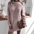 thumbnail image 4 of Vedolay Sweater Womens 2023 Fall Cropped Turtleneck Knitted Sweater Pullover Loose Tops,Pink M, 4 of 5